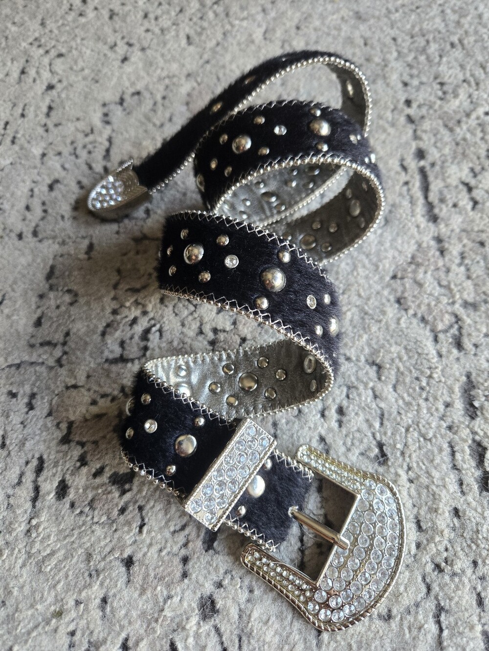 Kathy Rhinestone Faux Fur Belt - Picture 4 of 6
